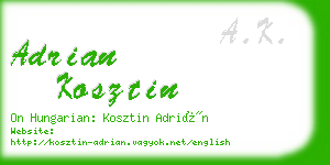 adrian kosztin business card